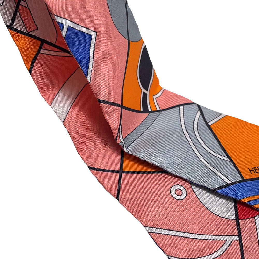 HERMES Twilly HERMESSports Lavande/Salmon/Gris Silk100%