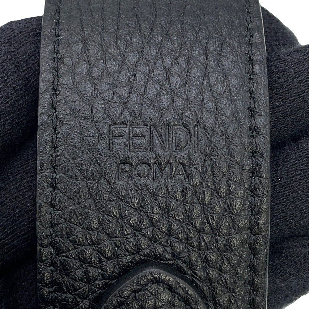 FENDI FENDI logo strap for short handbags. Black8AV483 Leather