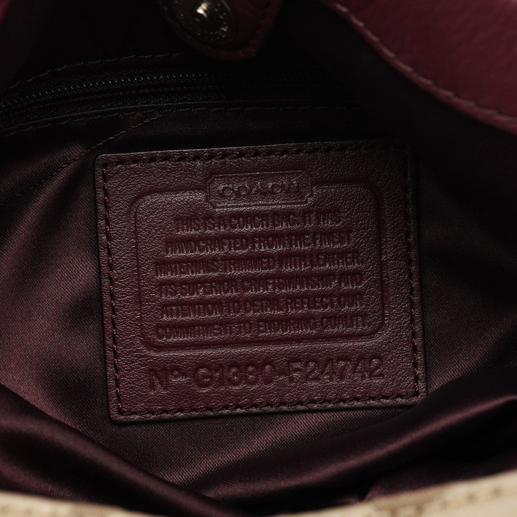 F24742 Beige Burgundy Signature Soho Tote Bag