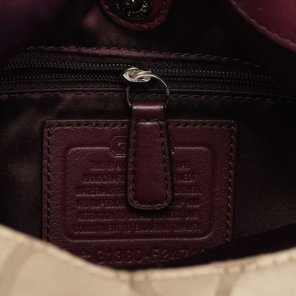 F24742 Beige Burgundy Signature Soho Tote Bag