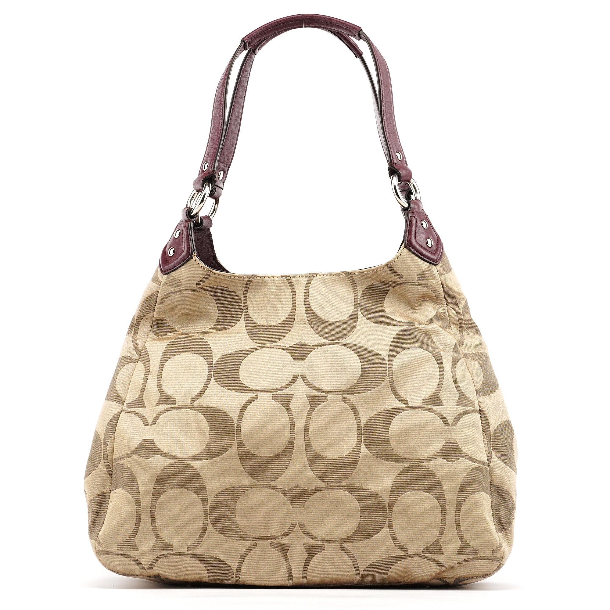F24742 Beige Burgundy Signature Soho Tote Bag