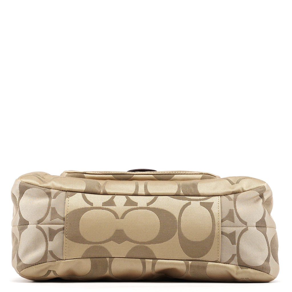F24742 Beige Burgundy Signature Soho Tote Bag