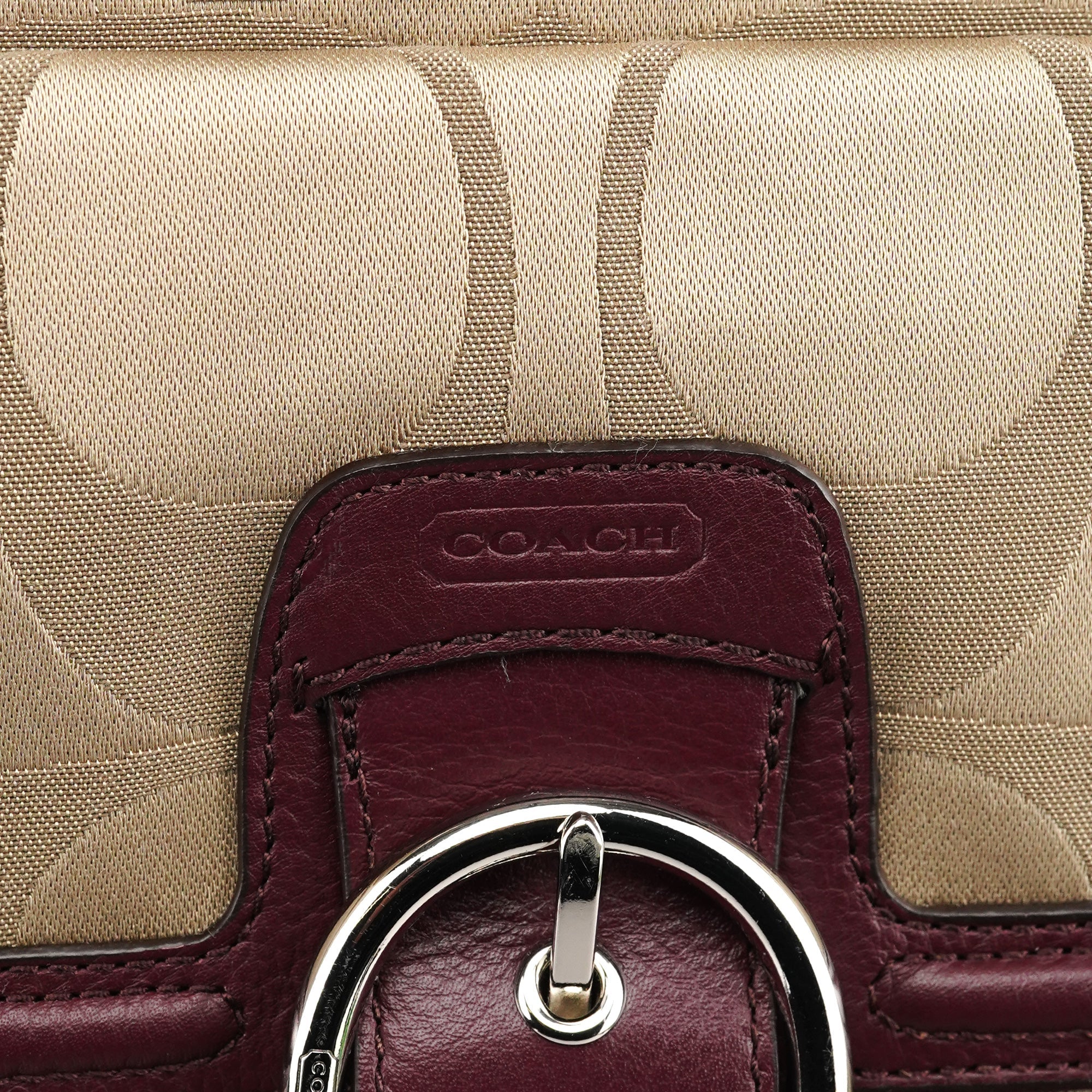 F24742 Beige Burgundy Signature Soho Tote Bag