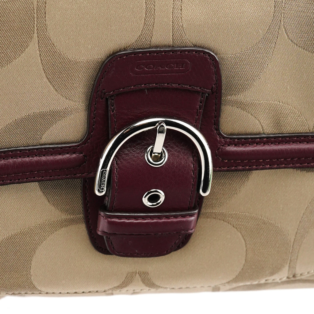 F24742 Beige Burgundy Signature Soho Tote Bag