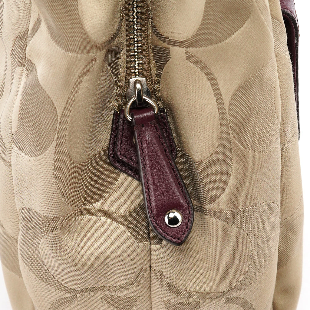 F24742 Beige Burgundy Signature Soho Tote Bag