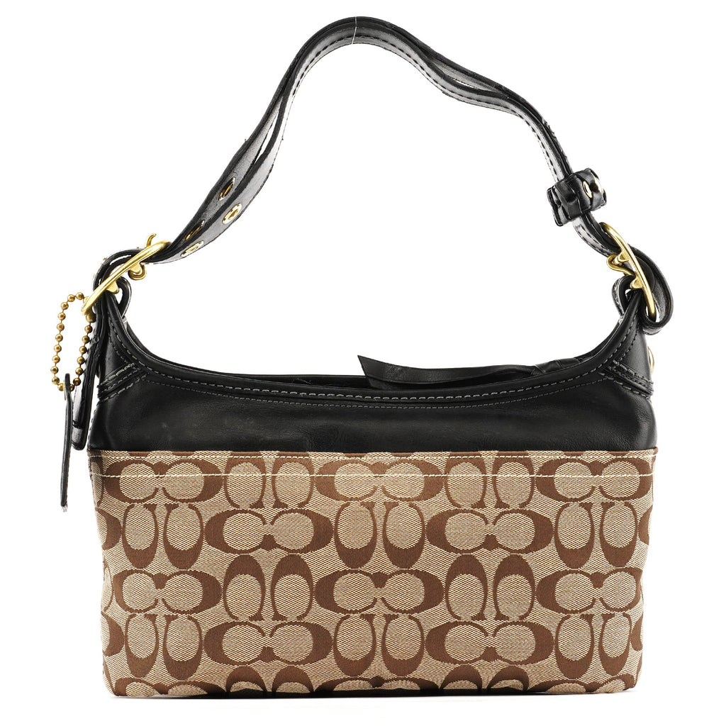 11444 Beige Brown Signature Canvas Soho Hobo Bag