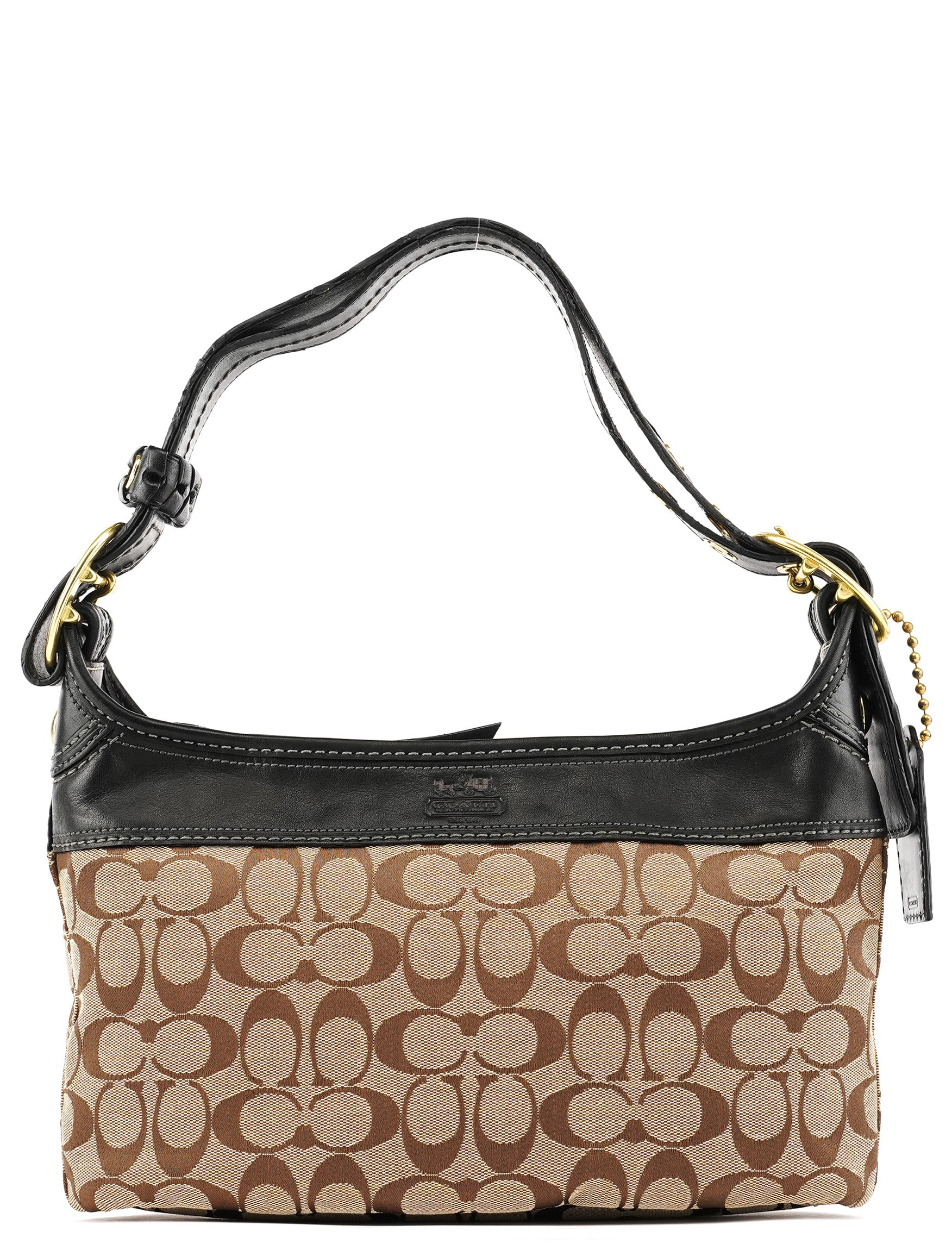 11444 Beige Brown Signature Canvas Soho Hobo Bag