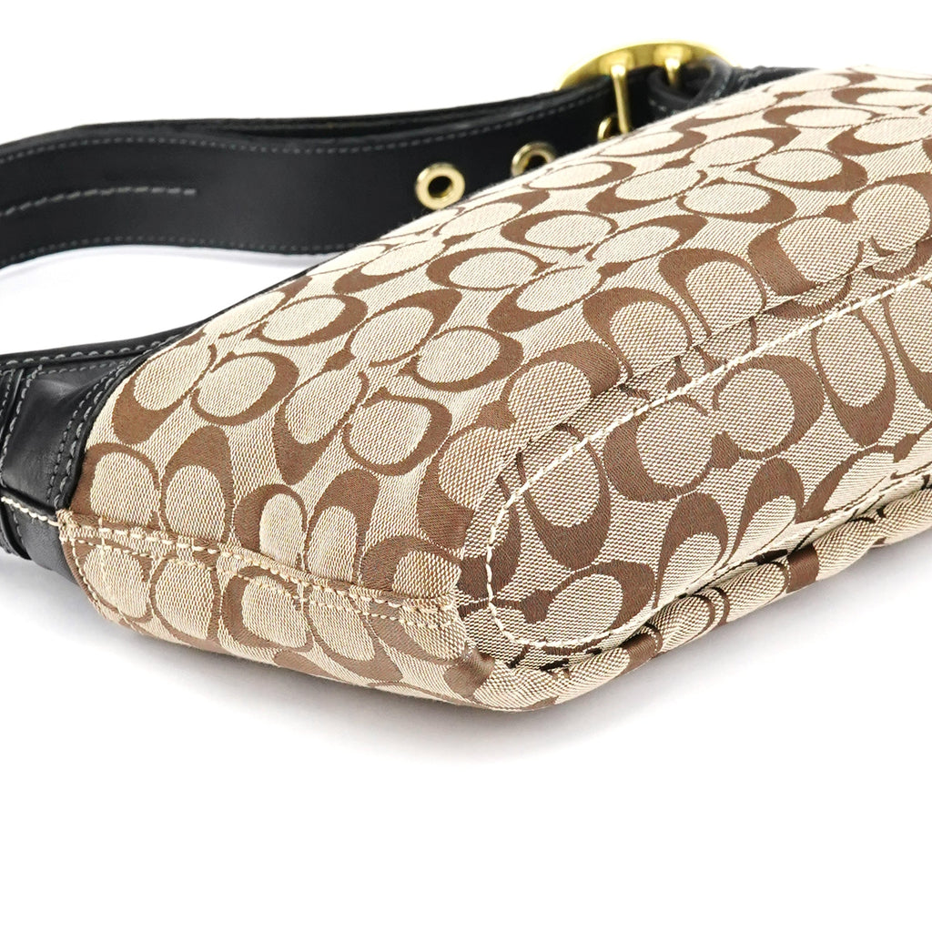 11444 Beige Brown Signature Canvas Soho Hobo Bag