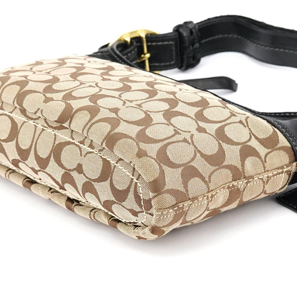 11444 Beige Brown Signature Canvas Soho Hobo Bag