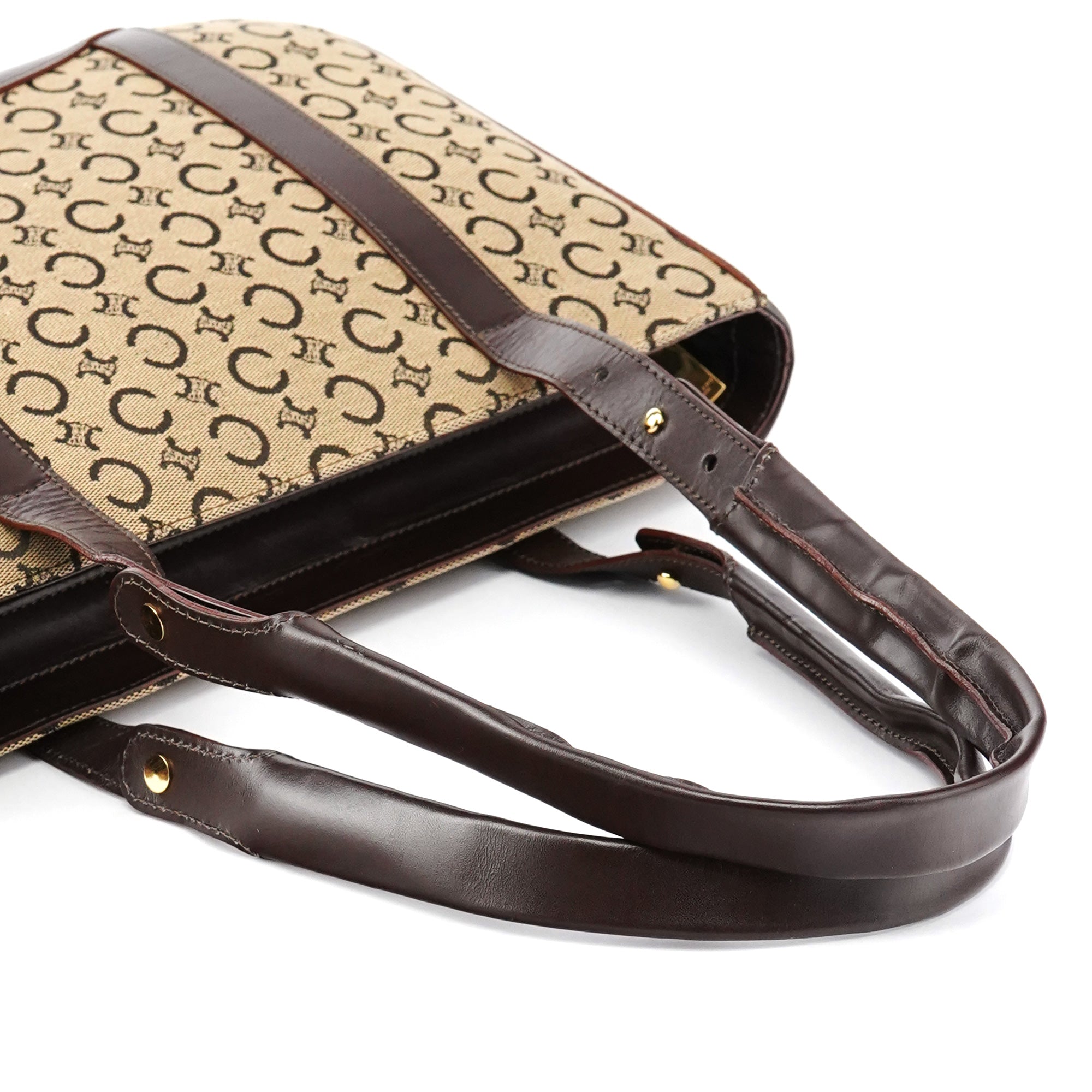 Beige Brown Macadam Canvas Tote Bag