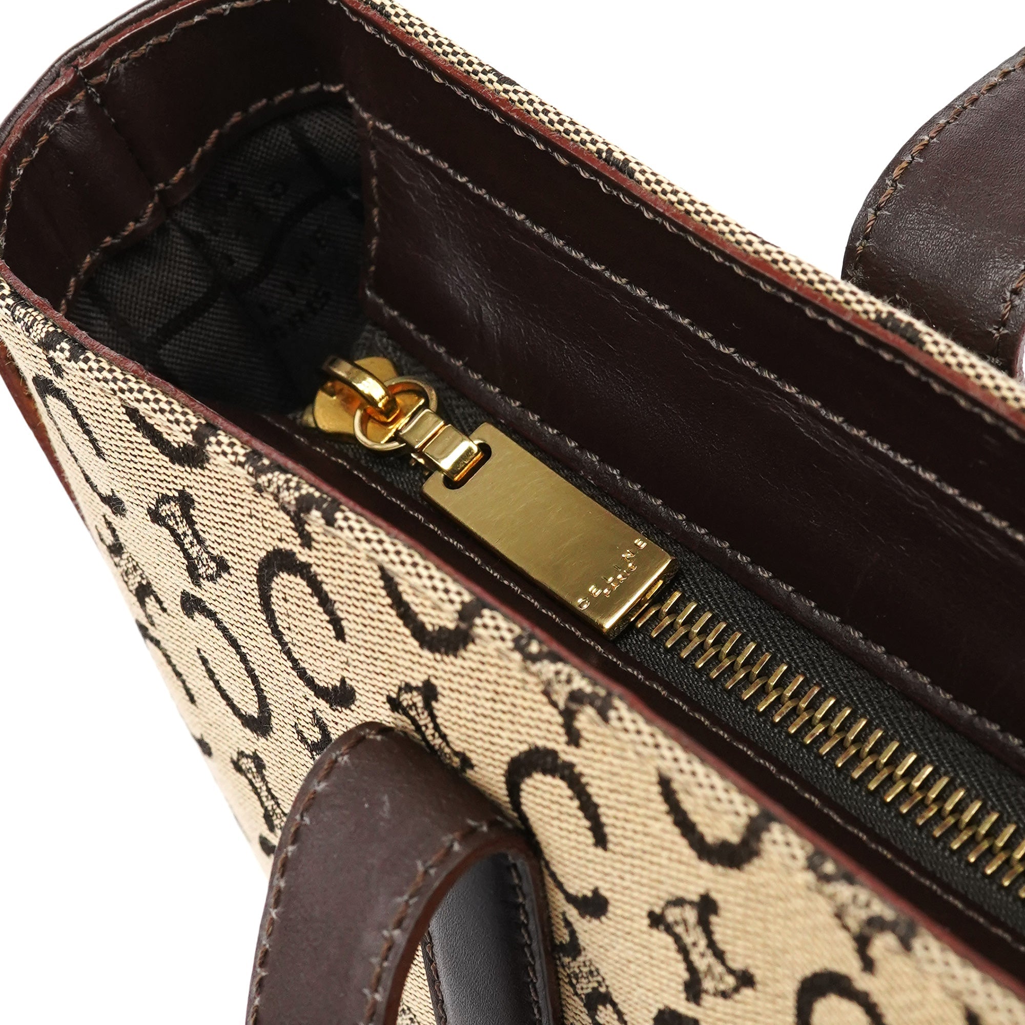 Beige Brown Macadam Canvas Tote Bag