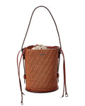 Max Mara Logo Plaque Leather-Trim Bucket Bag Orange ONE SIZE