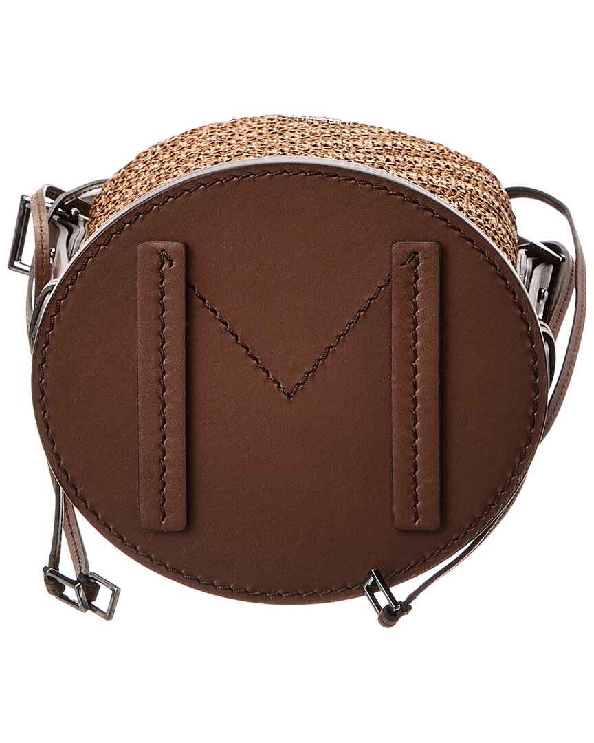 Max Mara Logo Plaque Leather-Trim Bucket Bag