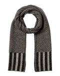 Forte Cashmere Plaited Garter Rib Trim Cashmere Scarf Black