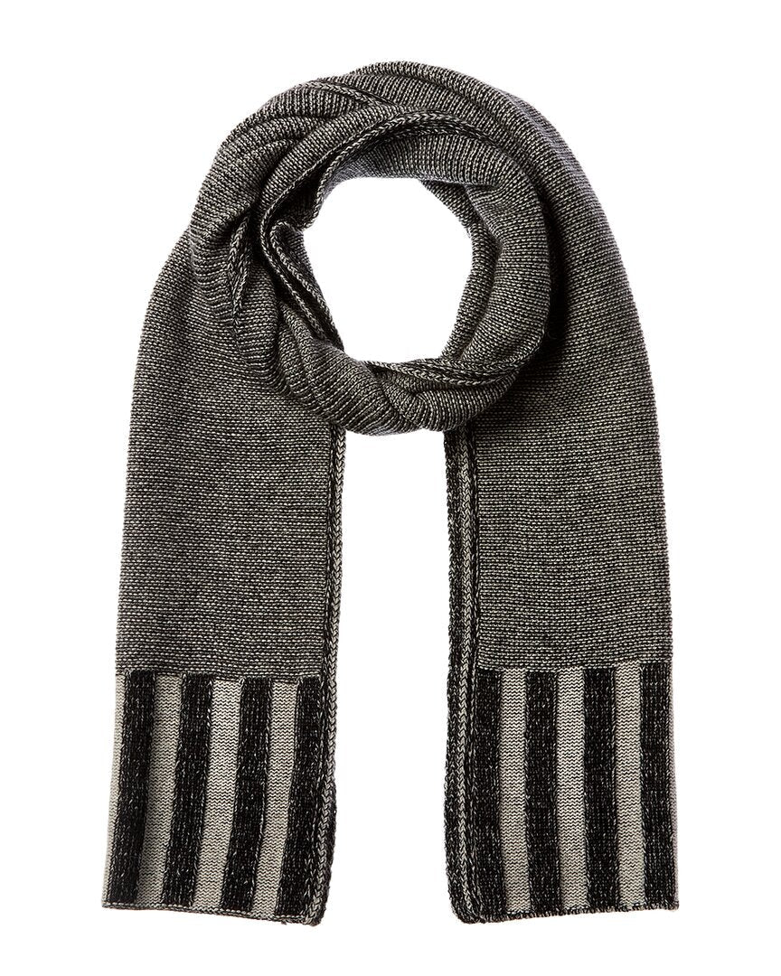 Forte Cashmere Plaited Garter Rib Trim Cashmere Scarf Black