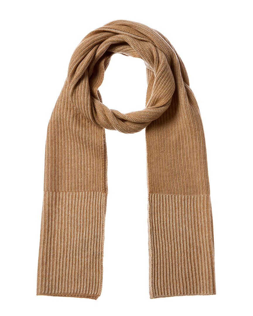 Forte Cashmere Plaited Border Stripe Cashmere Scarf Brown Multi