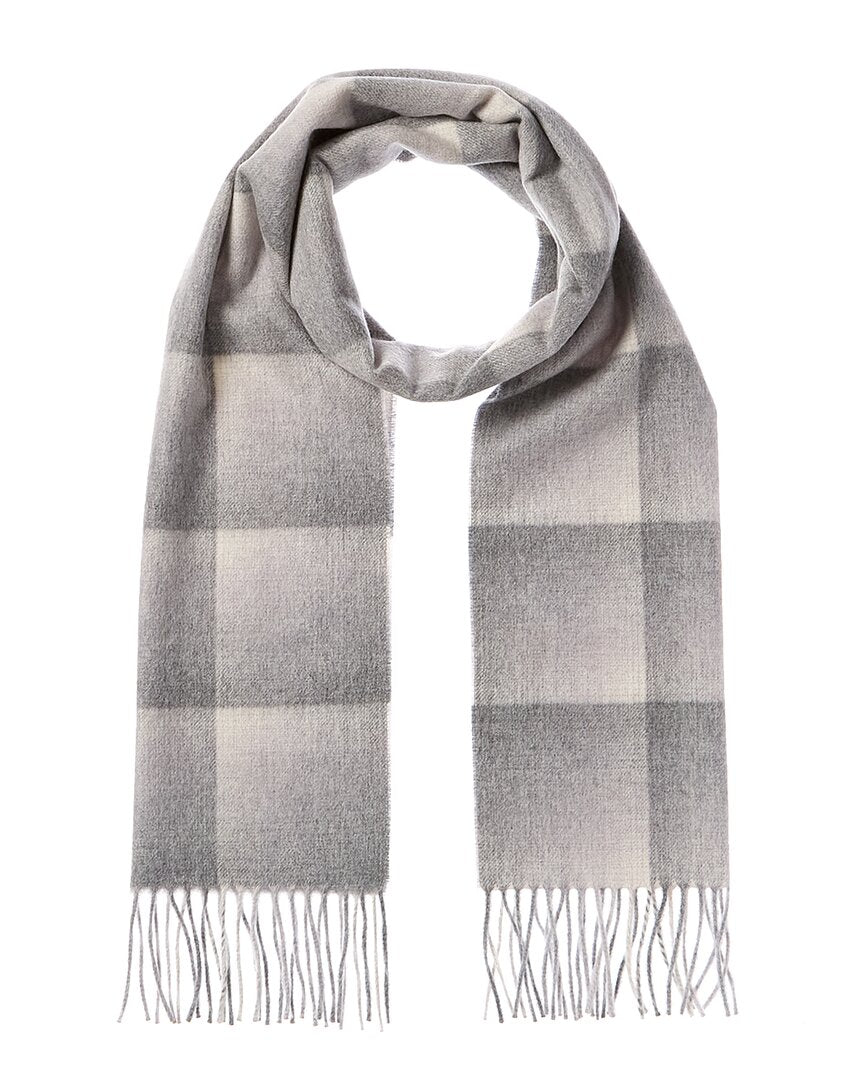 Amicale Cashmere Ombre Grid Cashmere Scarf Grey Multi