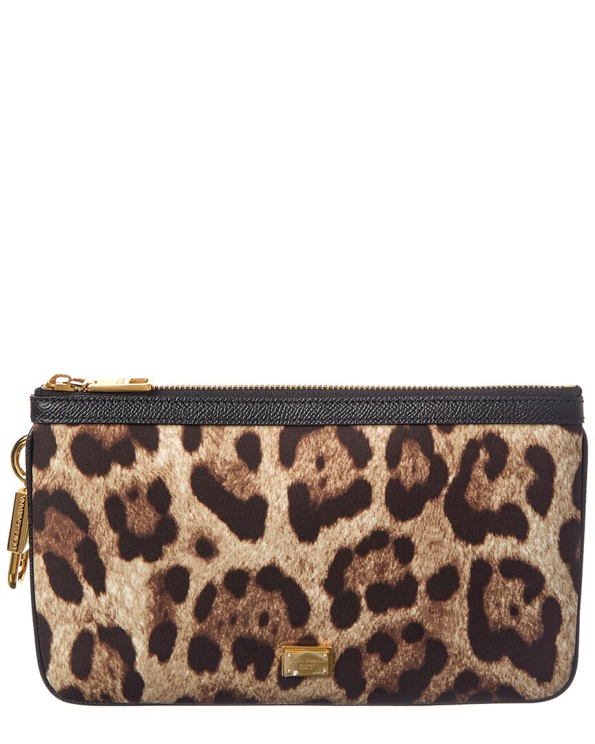 Dolce & Gabbana Satin & Leather Pouch