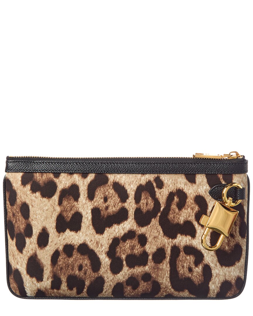Dolce & Gabbana Satin & Leather Pouch