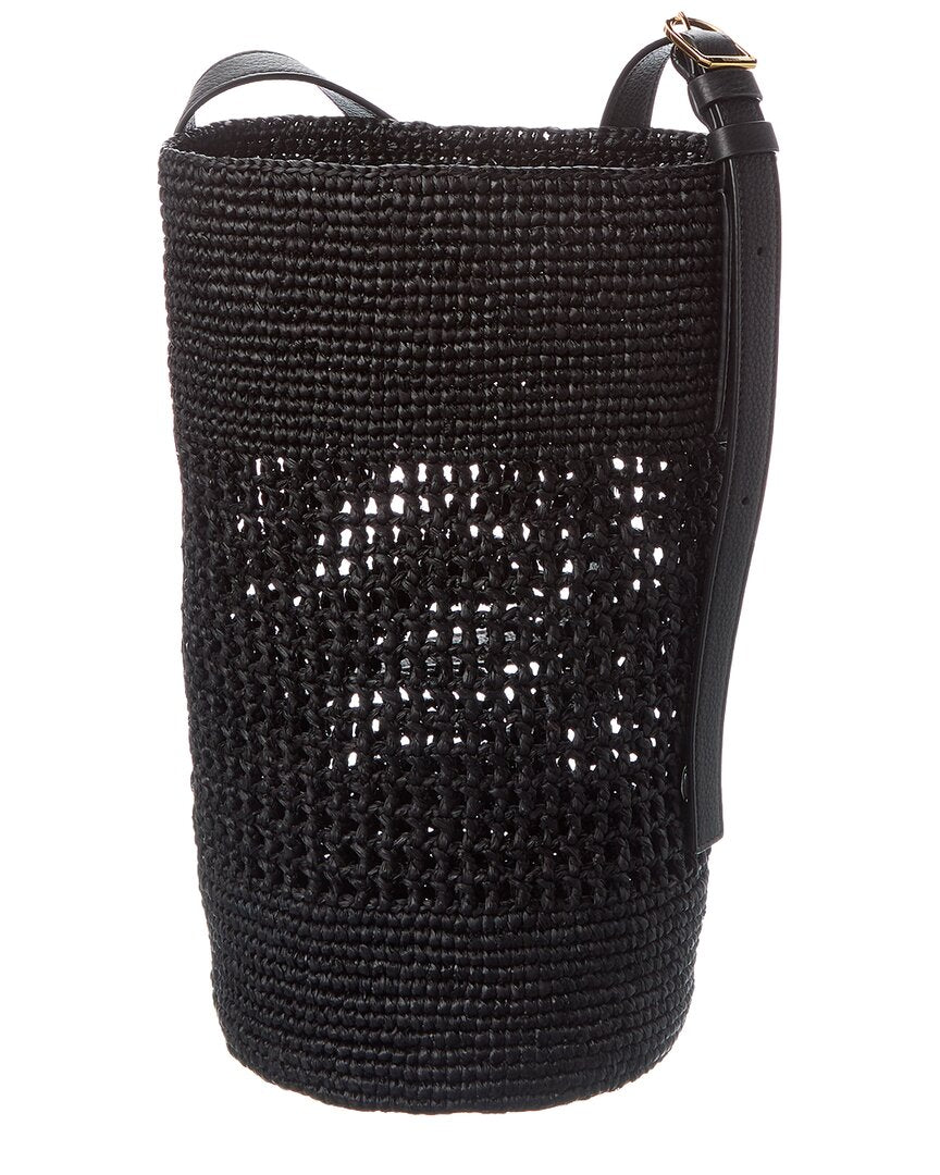 Khaite Billie Small Raffia & Leather Bucket Bag