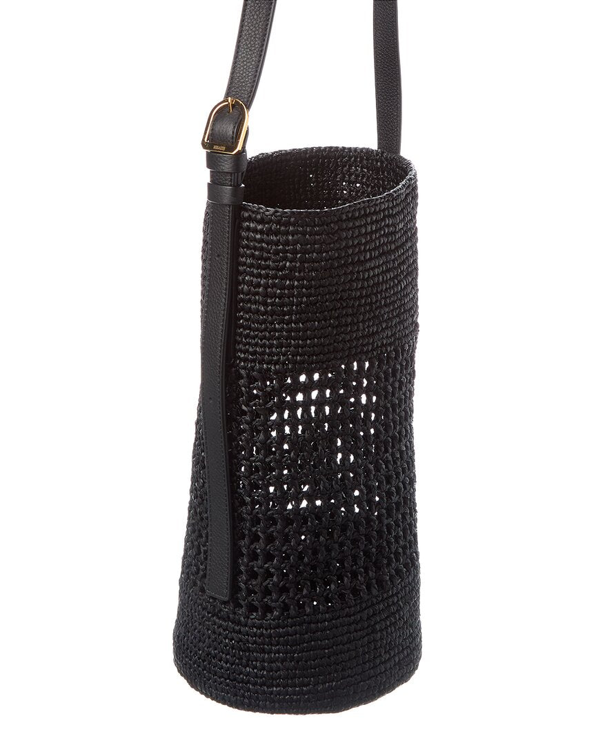 Khaite Billie Small Raffia & Leather Bucket Bag