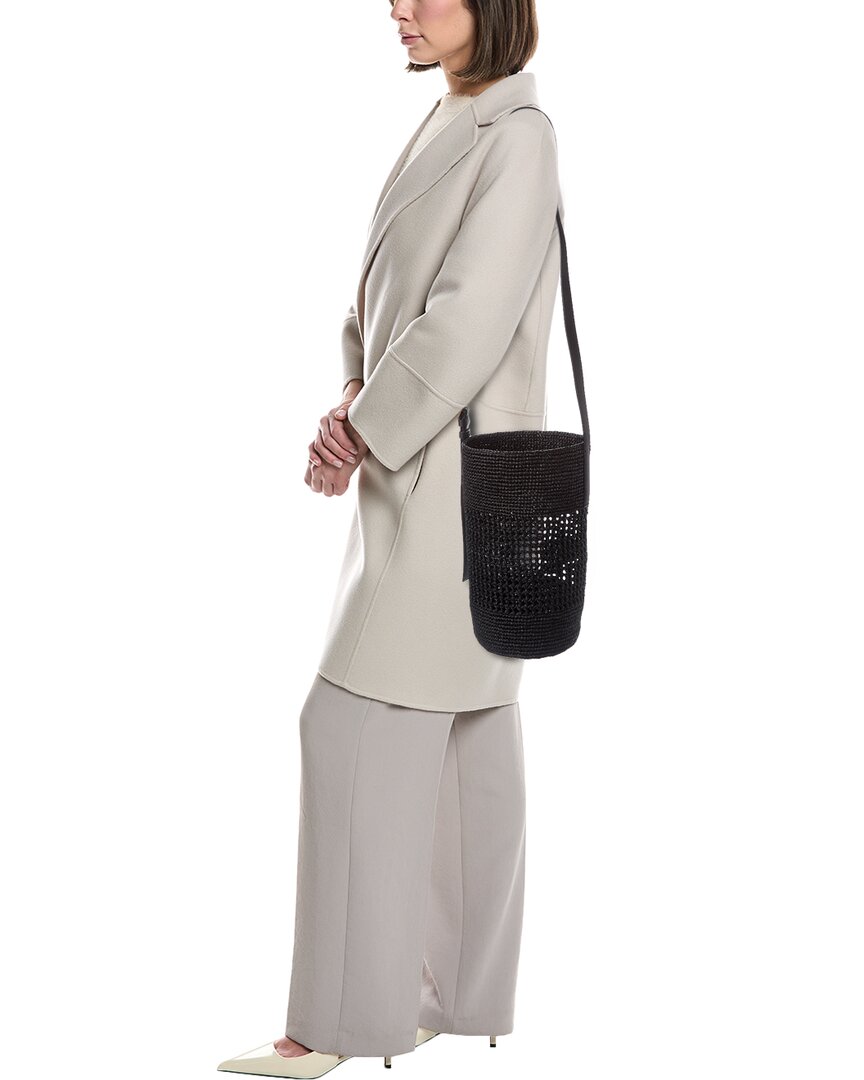 Khaite Billie Small Raffia & Leather Bucket Bag