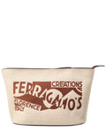 Ferragamo Canvas & Leather Pouch White ONE SIZE