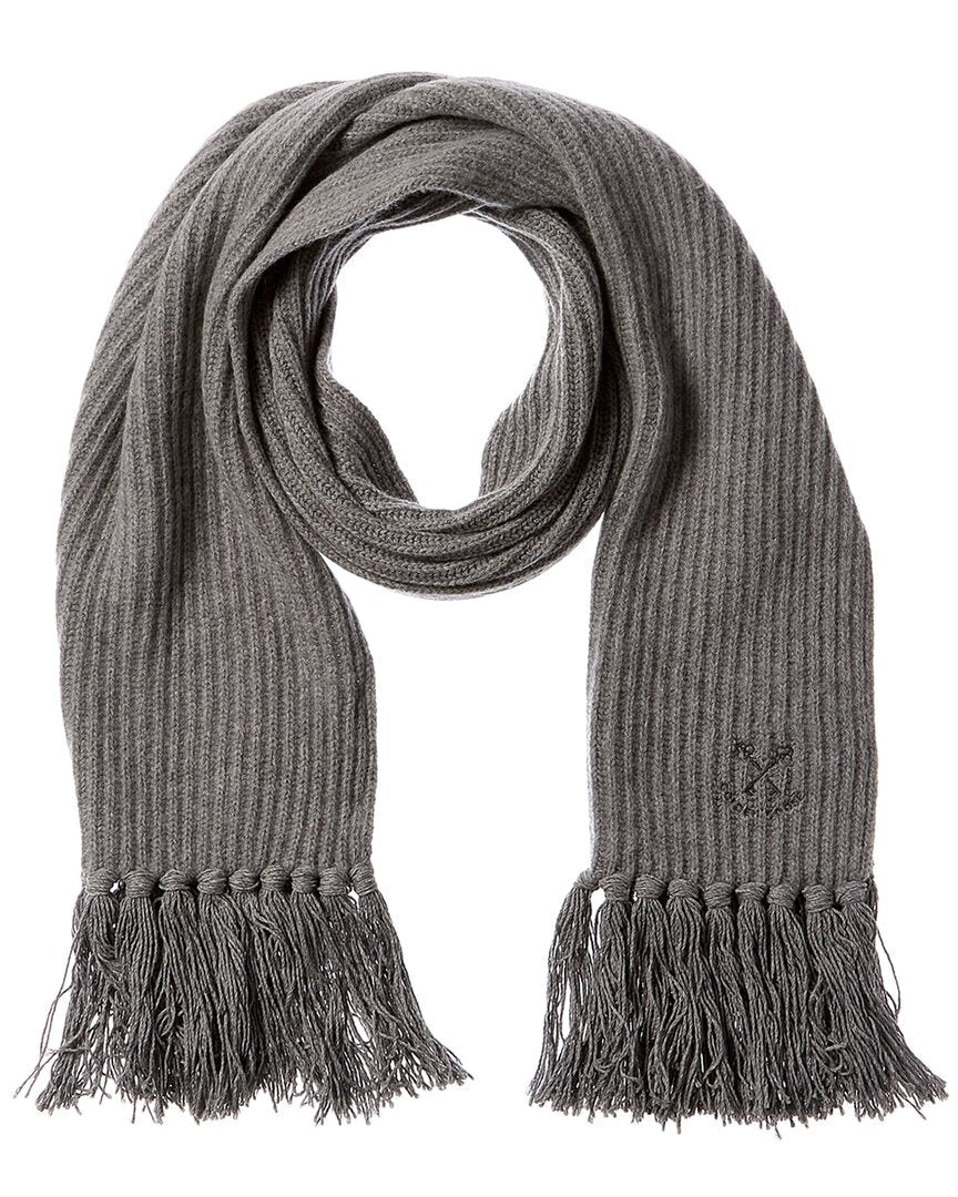 Golden Goose Ribbed Knit Wool Scarf Grey Multi One Size