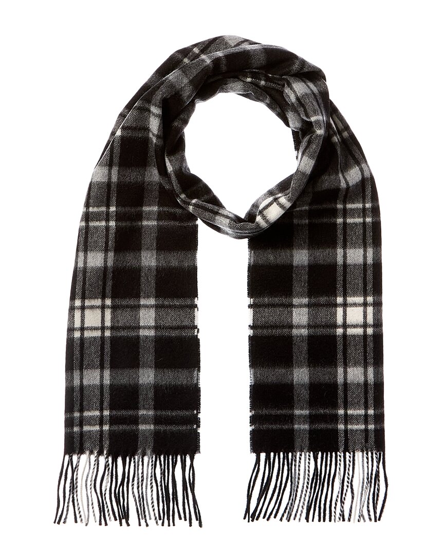 Amicale Cashmere Scottish Plaid Cashmere Scarf Black