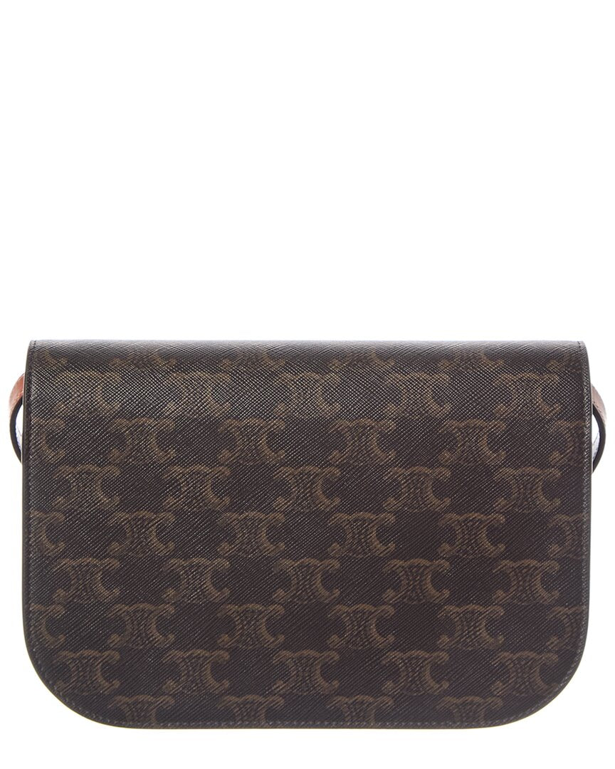 Celine Duo Triomphe Coated Canvas & Leather Wallet On Strap