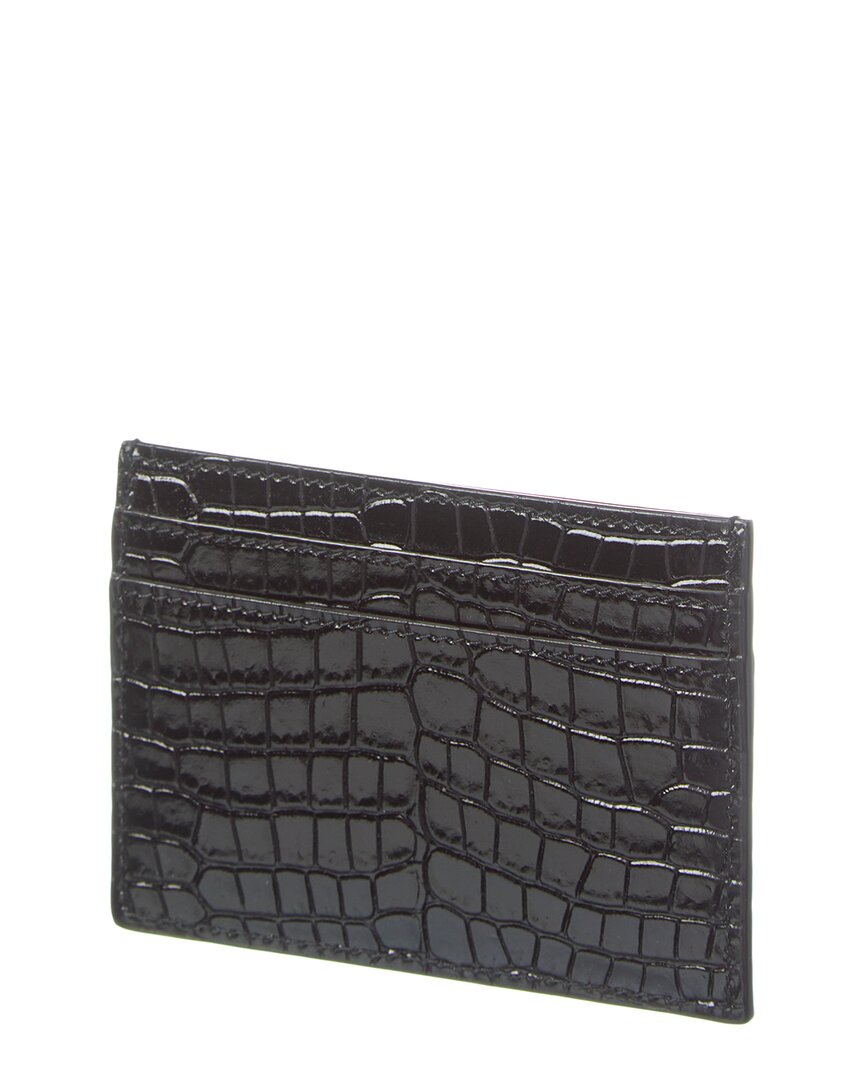 Saint Laurent Cassandre Croc-Embossed Leather Card Case