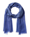 Gucci Logo Jacquard Wool & Silk-Blend Scarf, Blue