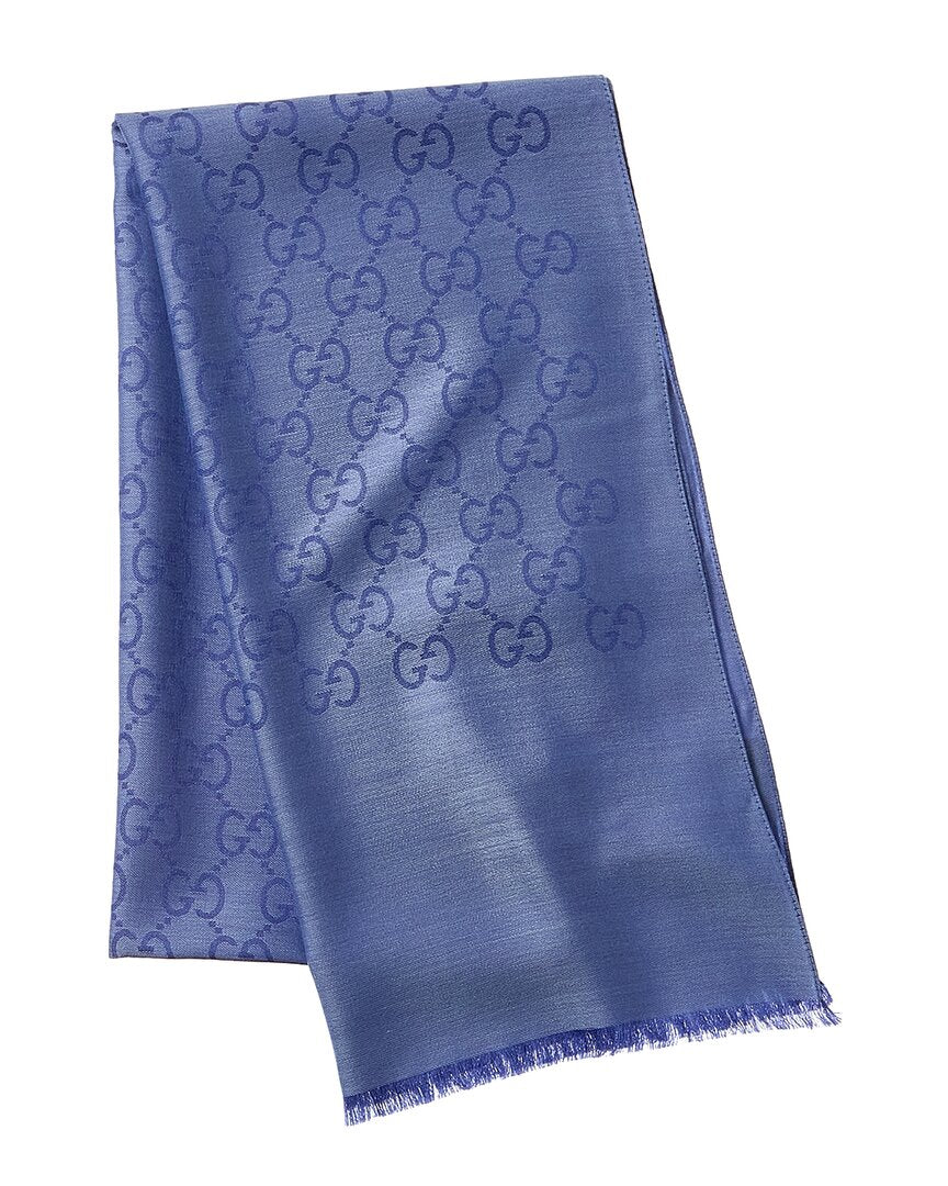 Gucci Logo Jacquard Wool & Silk-Blend Scarf