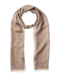 Gucci Logo Small Jacquard Wool & Silk-Blend Scarf, Beige