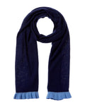 Hannah Rose Contrast Ruffle Edges Rib Scarf Blue