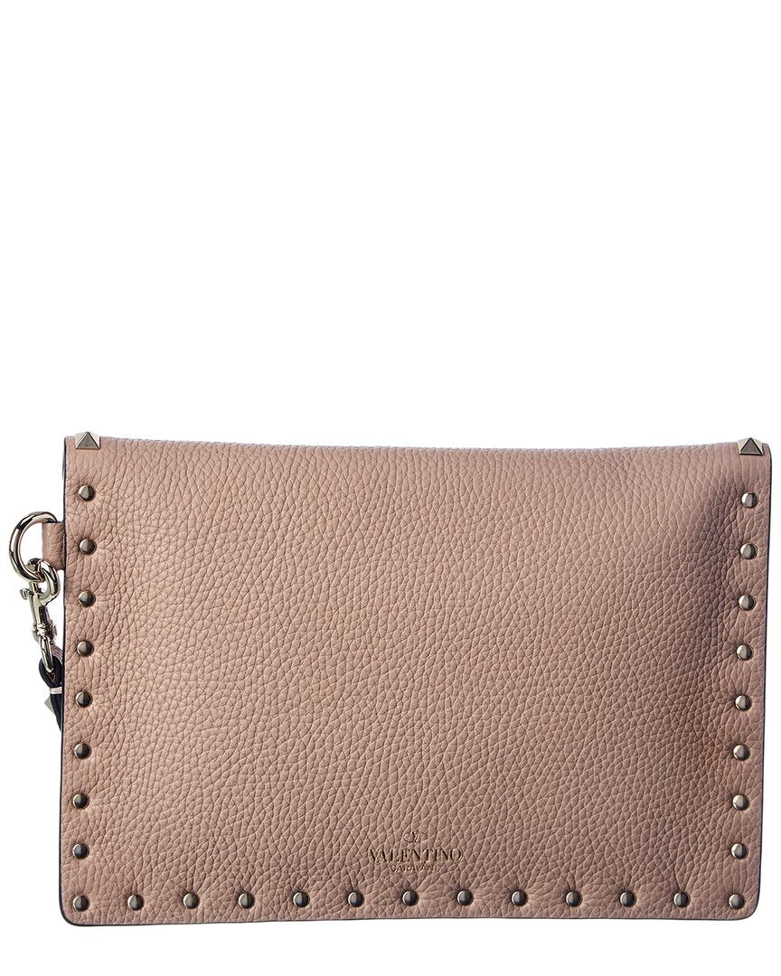 Valentino Rockstud Grainy Leather Pouch