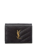 Saint Laurent Cassandra Leather French Wallet, Black