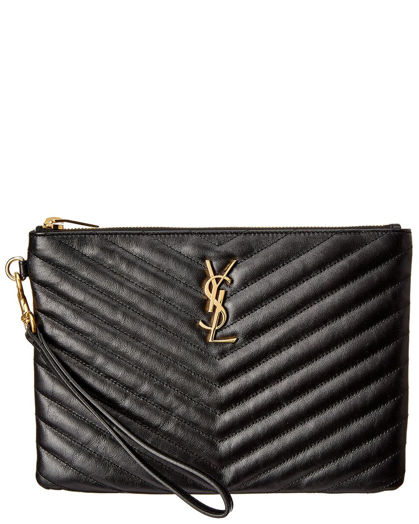 Saint Laurent Monogram Matelasse Leather Clutch