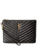 Saint Laurent Monogram Matelasse Leather Clutch