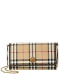 Burberry Check E-Canvas & Leather Wallet On Chain