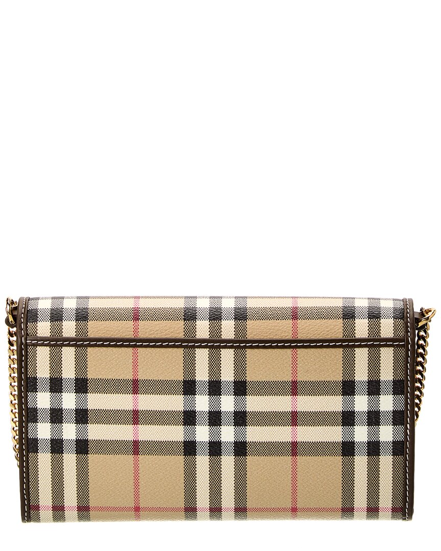 Burberry Check E-Canvas & Leather Wallet On Chain