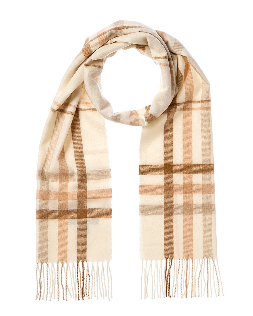 Amicale Cashmere Check Cashmere Scarf White