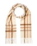 Amicale Cashmere Check Cashmere Scarf White