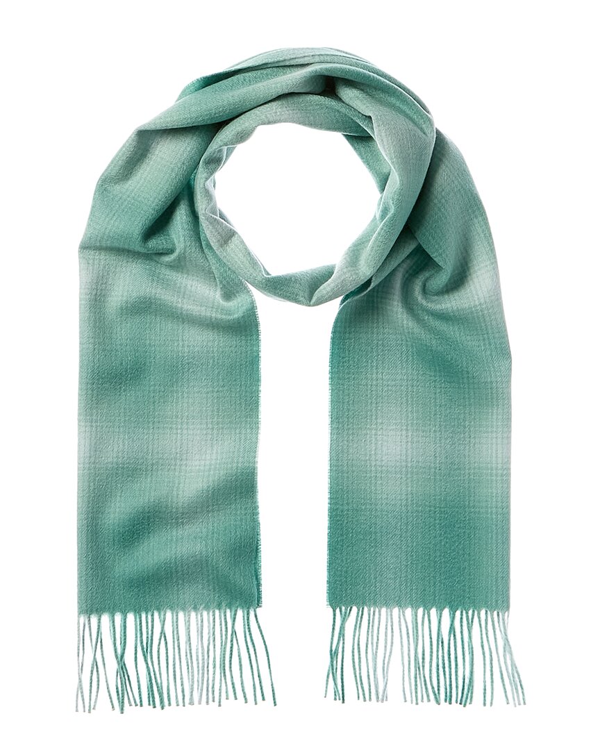 Amicale Cashmere Ombre Windowpane Cashmere Scarf Green