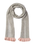 Hannah Rose Contrast Ruffle Edges Rib Scarf Grey Multi