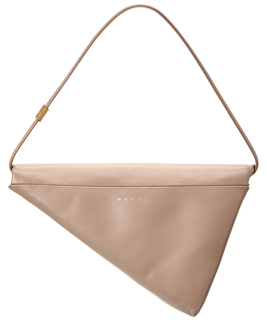 Marni Prisma Leather Shoulder Bag Beige ONE SIZE