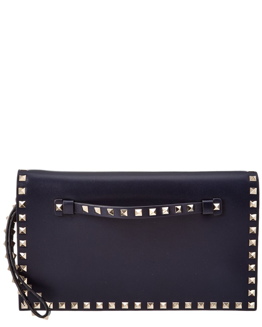 Valentino Rockstud Leather Flap Clutch