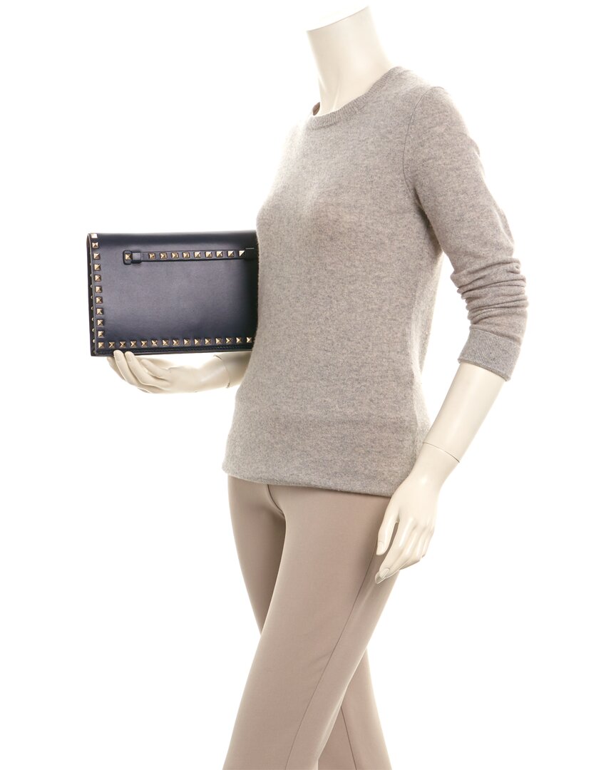 Valentino Rockstud Leather Flap Clutch