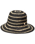 Bruno Magli Striped Crochet Straw Bucket Hat, Os, Black