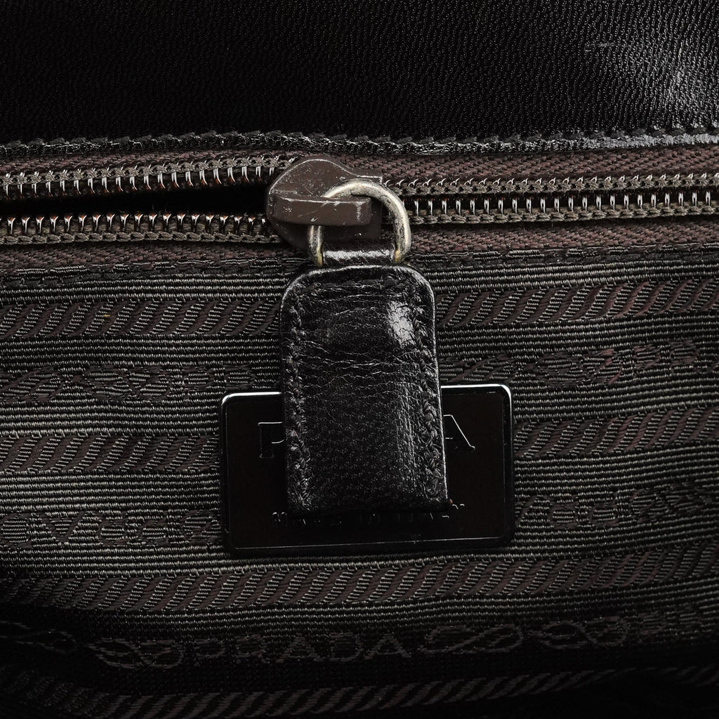 Dark Brown Vitello Buckle Top Handle Bag